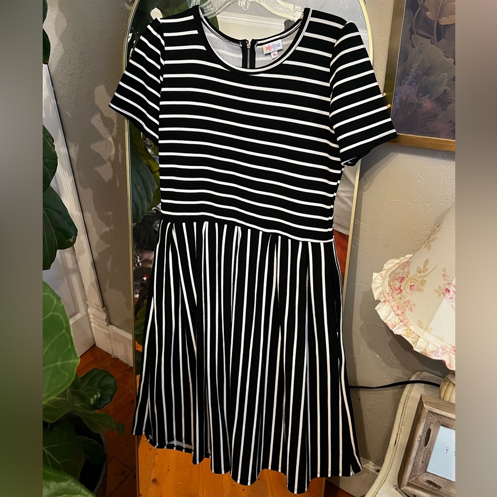 LuLaRoe Black and White Fit and Flare Dress